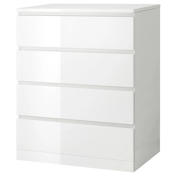 MALM Commode 4 tiroirs - brillant blanc 80x100 cm