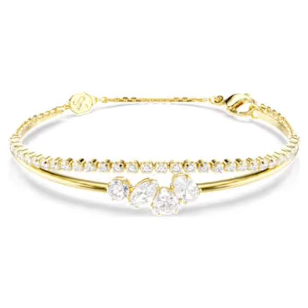 Mesmera bracelet, Mixed cuts, White, 18K gold finish