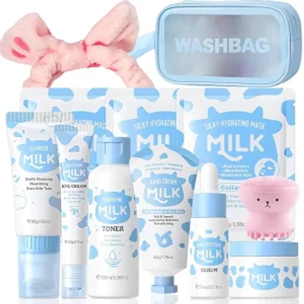 Milk Skincare Set For Kids, Milk Skin Care For Teens 10-12, Milk Extract Skincare For Girls Ages 8-12, 12 IN 1 Moisturizing & Gentle Milk Skin Care