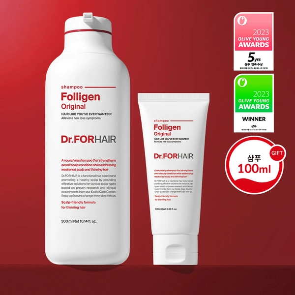 Dr.FORHAIR Folligen Shampoo 300ml + 100ml Special Set | OLIVE YOUNG Global