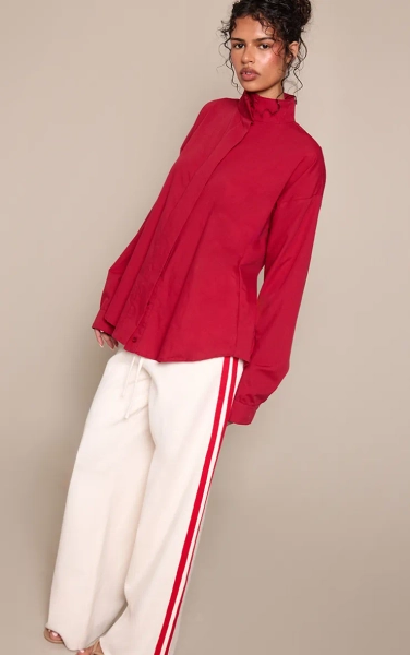 Cream Side Stripe Knit Trouser