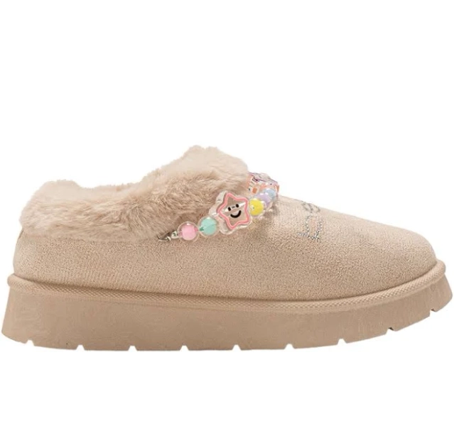 Bebe Girls' Margot Beaded Faux Fur Slippers