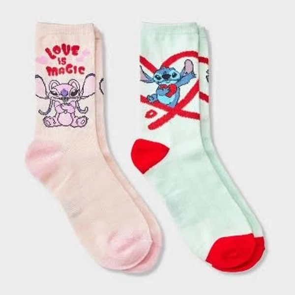 Disney Lilo & Stitch Valentine's Day Giftable Crew Socks (2 Pack)