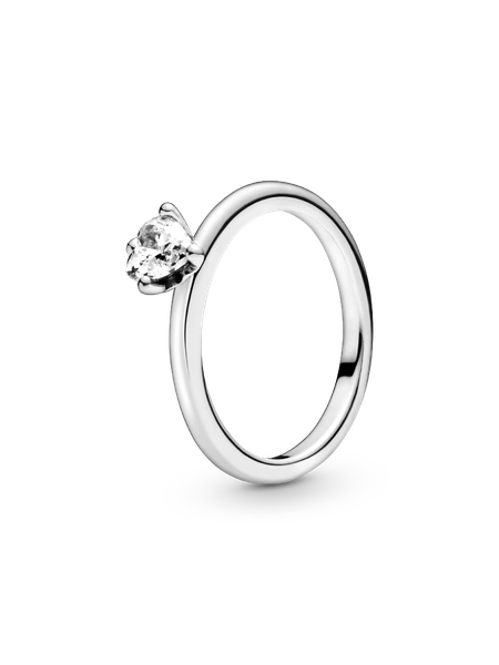Clear Heart Solitaire Ring