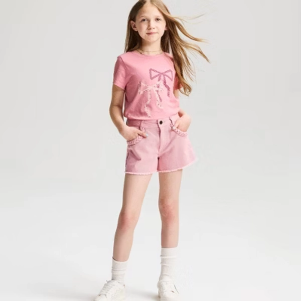 Girls' Short Sleeve 100% Cotton 'Bows' Graphic T-Shirt - Cat & Jack™ Mauve M