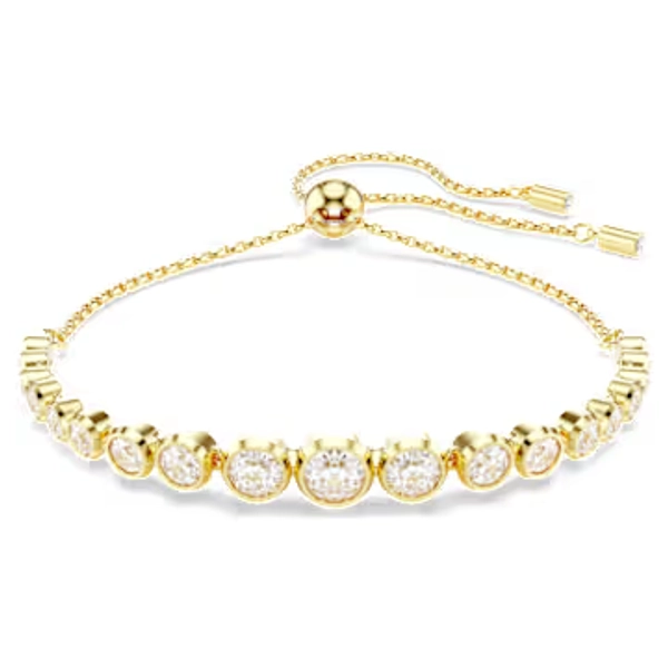 Imber Tennis bracelet, Mixed round cuts, White, Gold-tone plated