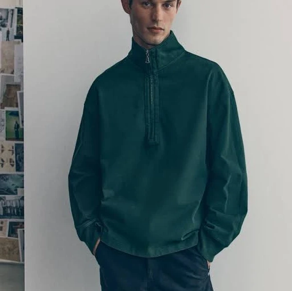 H&M Men's Cotton Half-Zip Sweatshirt