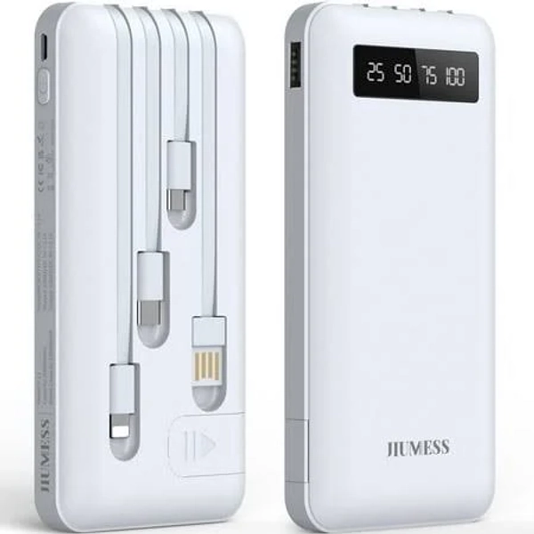 Jiumess 20000mAh Power Bank Portable Charger with Cables