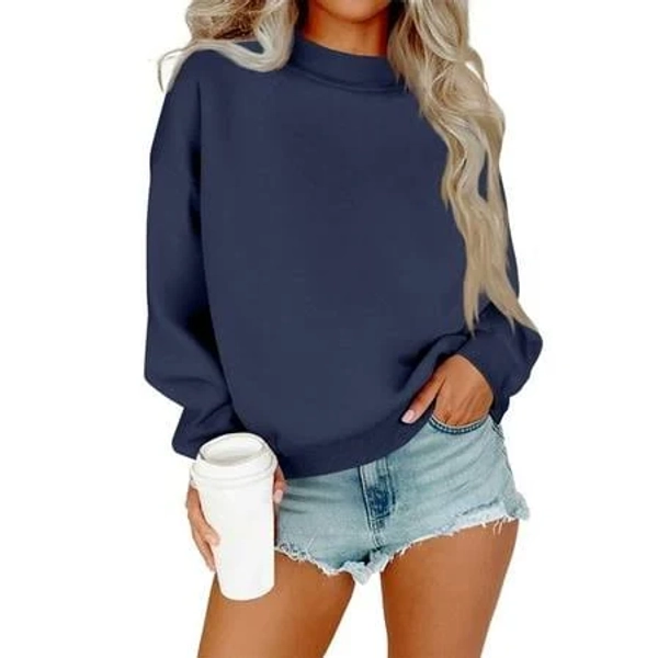 Inglocry Sweatshirts Oversized Crewneck Fleece Pullover Trendy Cute Long Sleeve Drop Shoulder Sweater Tops Navy 2XL, Women's