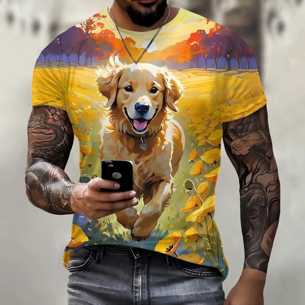Men's Cartoon Dog 3D Print T-Shirt Cute Squirrel Graphic Crew Neck Short Sleeve Breathable Casual Tops For Summer Daily Outfit - AliExpress 