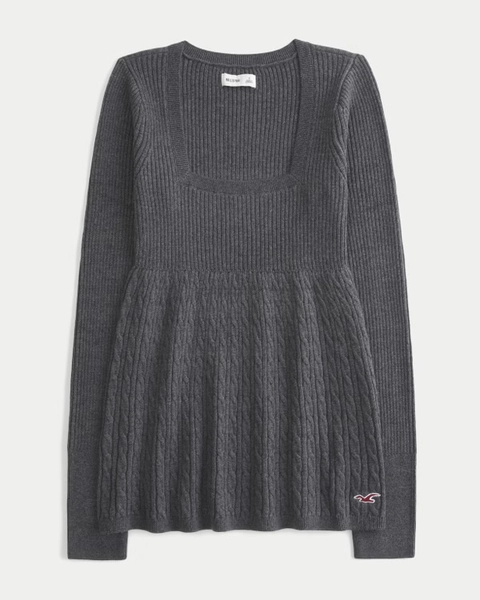 Long-Sleeve Square-Neck Babydoll