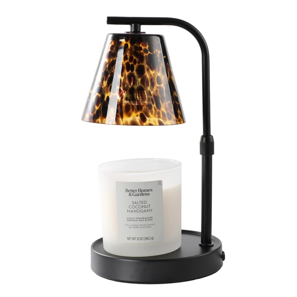 Better Homes & Gardens Glass Wax Melt and Candle Warmer Lamp, Dark Brown Tortoiseshell - Walmart.com