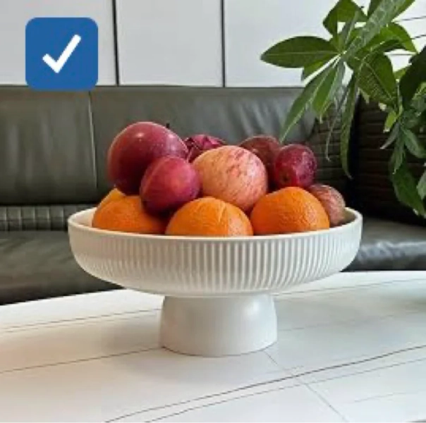 Amazon.com: JolieJulie Ceramic Fruit Bowl,11" Decorative Bowl, Large Fruit Bowl for Kitchen Counter, Pedestal Bowl, Kitchen Counter Décor, Bread Candy Snacks Organizer, White (5.3 lbs, 68oz) : Home & Kitchen