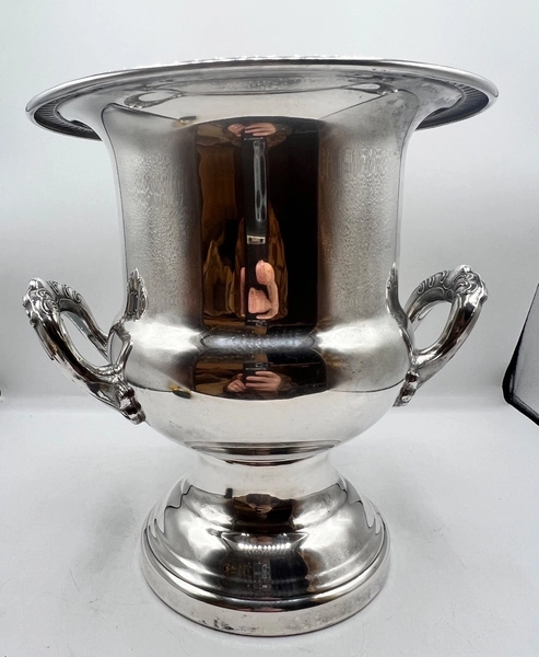 Vintage Leonard silver-plate champagne bucket with ornate handles 