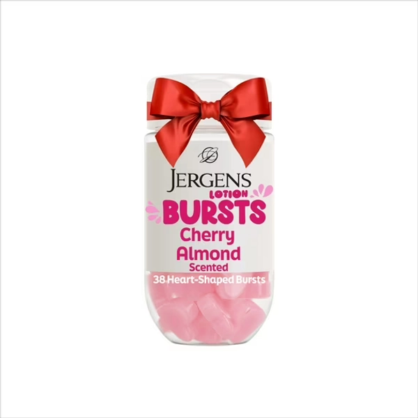 Jergens Cherry Almond Lotion Bursts, Squishy Heart-Shaped Moisturizer Bursts, 38 Ct