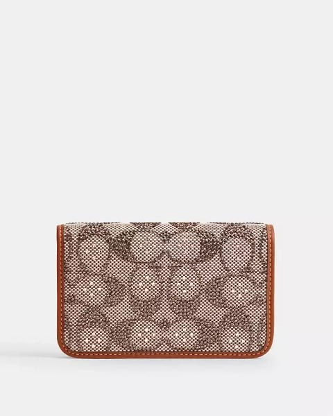 Silver/Burnished Amber Essential Slim Card Case In Crystal Signature Jacquard
