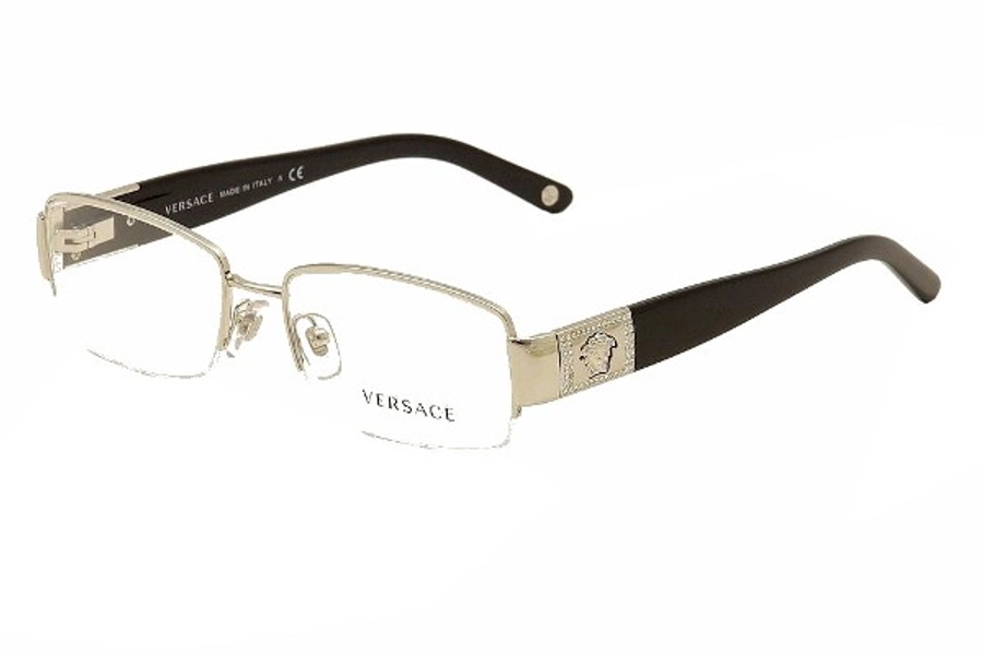 Versace Eyeglasses VE1175B 1002 Gold Medusa/Brown Rectangle Shape 53mm | EyeSpecs.com
