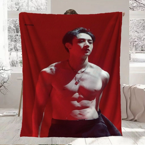 SKZ Bang Chan Inspired Printed Blanket | Comfortable Flannel, Suitable for Camping, Sofa Beds, and Office Use, Ideal for All Seasons | Perfect Gift for New Year, Thanksgiving, Christmas, St. Patrick'S Day, Valentine'S Day