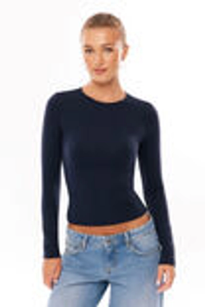 Sleek Miley Long Sleeve Top - Navy