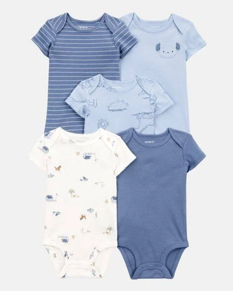 Carter's Baby Boy 5-Pack Dog Short-Sleeve Bodysuits