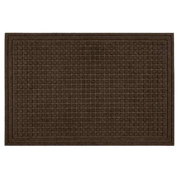 Mohawk Home Waffle Grid Brown 24 in. x 36 in. Recycled Rubber Indoor/Outdoor Impressions Door Mat 749101