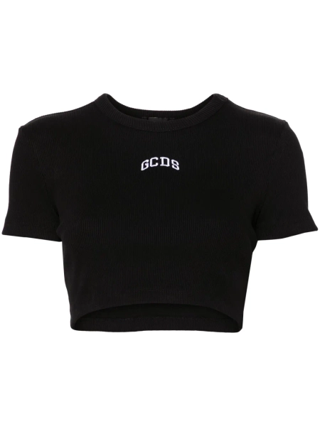 GCDS Logo Cropped T-shirt | Black | FARFETCH