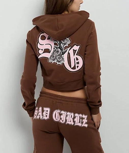 Girlz by Junior H Flowers Crop Zip Hoodie