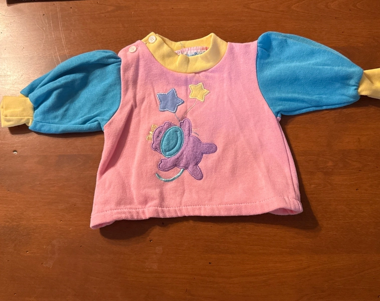 Vintage Fisher Price Baby Girl 6 months long sleeve 80s top shirt pink 