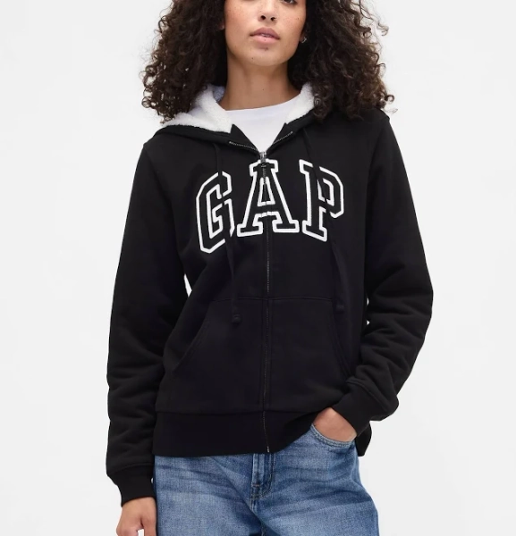 Gap Women's Relaxed Gap Logo Sherpa-Lined Zip Hoodie