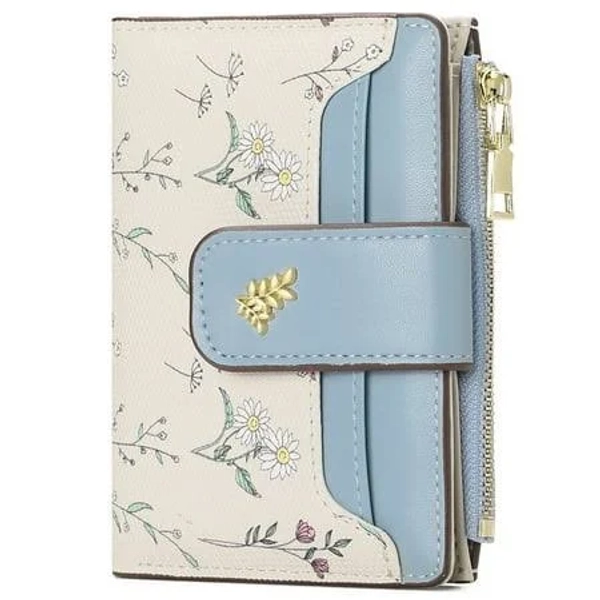 Women's Slim Bifold Leather Wallet with ID Window