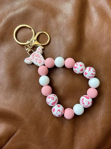 Pink Cow Keychain