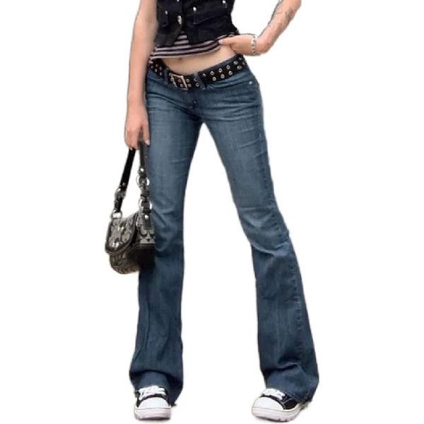 NUFIWI Women Gothic Cargo Pants Loose Low Waist Trousers Wide Leg Baggy Jeans Harajuku Streetwear Punk, Buckle Black