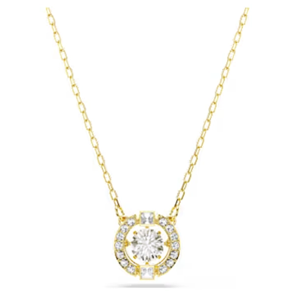 Una Angelic pendant, Mixed cuts, White, 18K gold finish