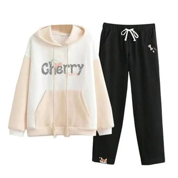 Girl's Cute Cartoon Hoodie and Pants Set