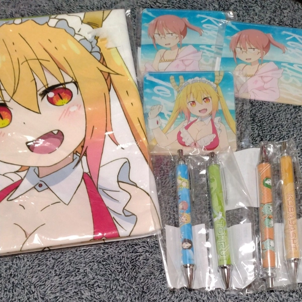 小林さんちのメイドラゴン トール 小林 グッズセット8点　マルチクロス　アクリルコースター　シャーペン　ボールペン