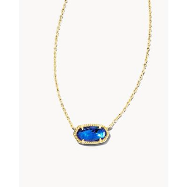 Kendra Scott Elisa Gold Pendant Necklace in Navy | Abalone