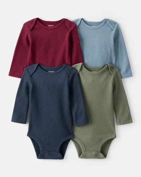 Carter's Baby Boys 4-Pack Long-Sleeve Ribbed Bodysuits