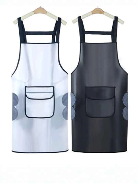 1pc Tpu Waterproof & Oil-Proof Apron For Cooking, Hairdressing, Transparent, With Pockets, Workwear, Easy To Clean, Fashionable