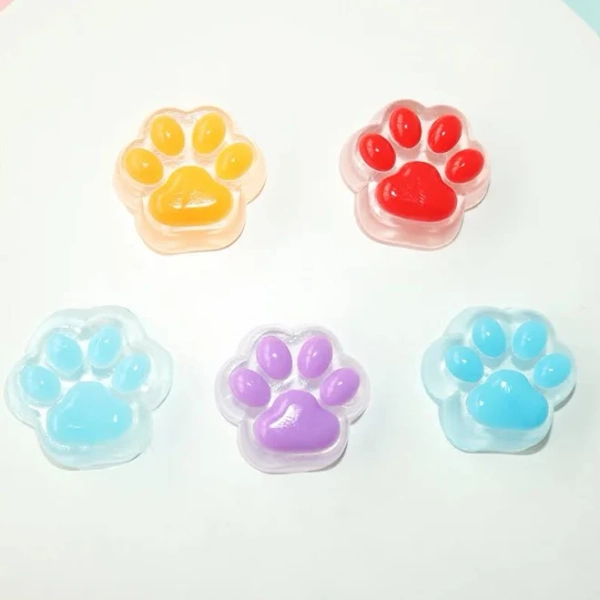 10pcs Mini Taba Squshy Cartoon Colored Transparent Cat Paw Fidget Squishy Toys DIY Party Game
