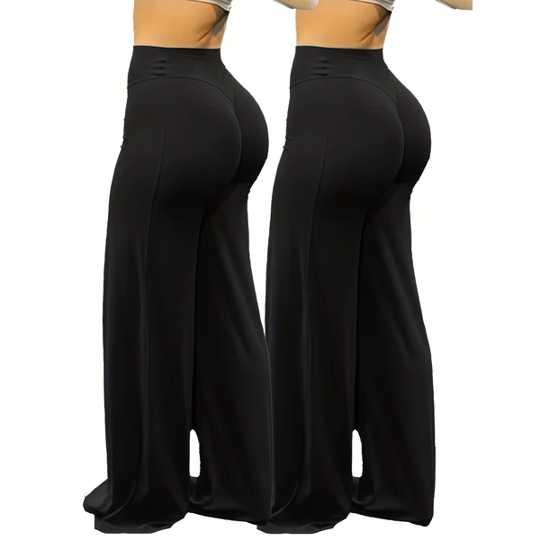 All-Season Plus Size Wide Leg Yoga Pants- High Elastic Full Coverage Trousers for Gym Fitness Training Casual Wear