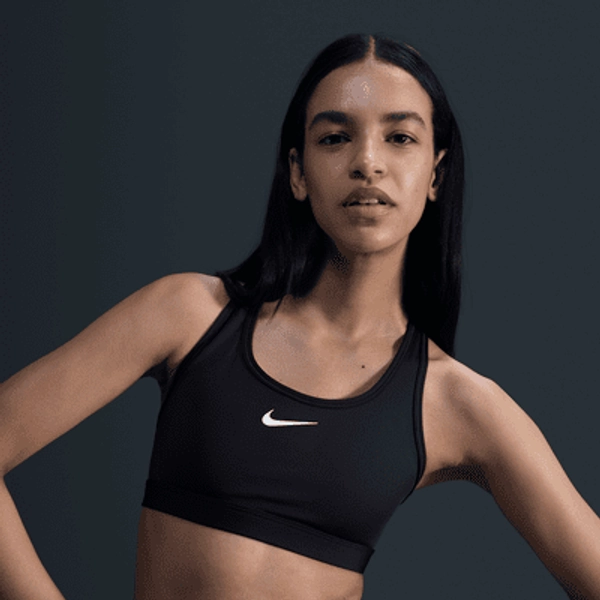 Nike Swoosh Medium Support Women's Padded Sports Bra - Black/White - Size XS