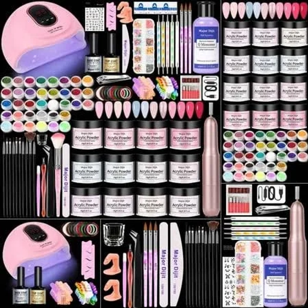 Neomart - Acrylic Nail Kit with Drill Set for Beginners with Everything 12 Color Acrylic Powder Nail Decoration Tools Home Salon