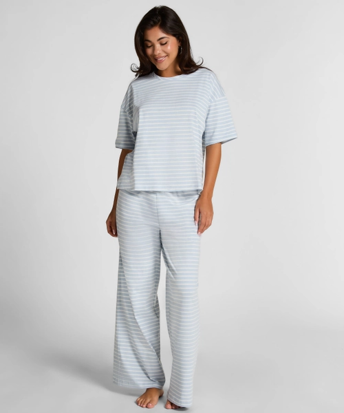 Pyjama-Set Baumwolljersey Lang - Blau