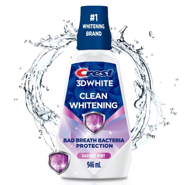 Crest 3D White Glamorous White Alcohol Free Multi-Care Whitening Mouthwash - 946 ml