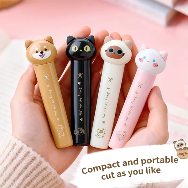 Mr.Paper 4 Styles Furry Town Series Portable Pen-Style Scissors Kawaii Cat & Dog Design DIY Craft Stationery Supplies