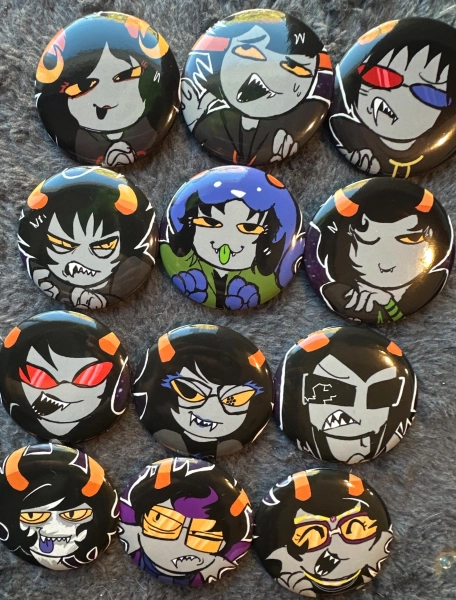 HOMESTUCK TROLLS 2.5 button pins! (Kanaya out of stock)