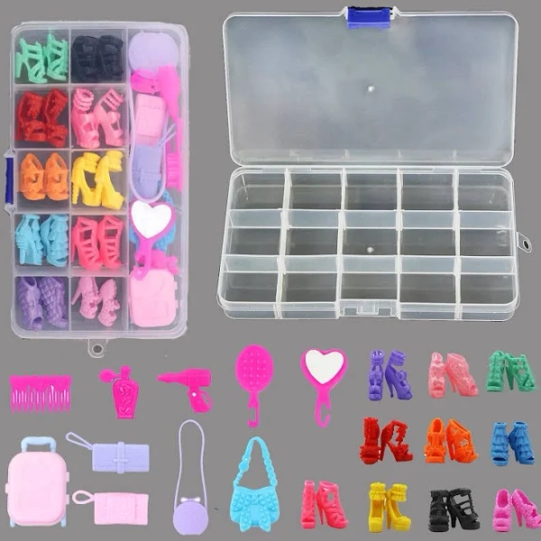 Random 21PCS Fashion Doll Accessories for 11.5 Inch Doll 1 Box 10 Shoes 5 Bags 5 Accessories High