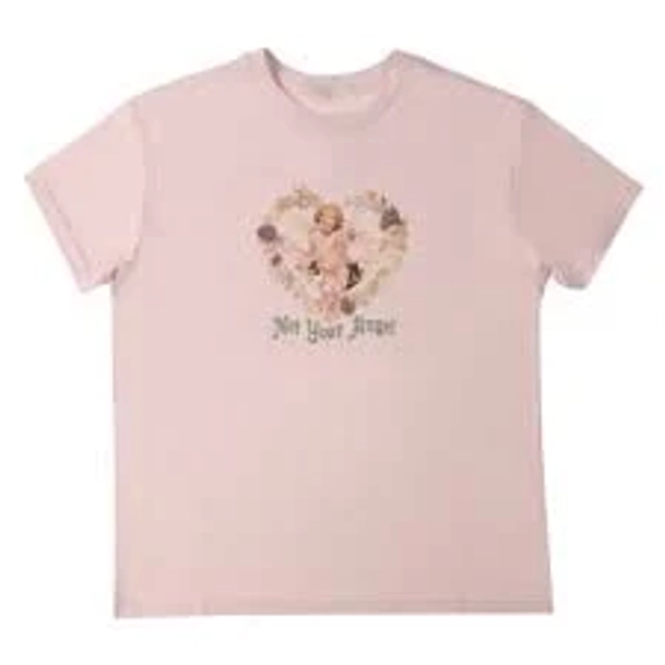 Five Below Not Your Angel Graphic Tee, XL - Light Pink