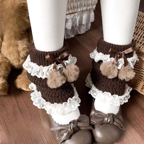 Japanese Lace Patchwork Grunge Knitted Leg Warmers Harajuku Women Sweet Decorative Bow Socks Lolita Boots Cover Y2k Aesthetic - AliExpress 200574005
