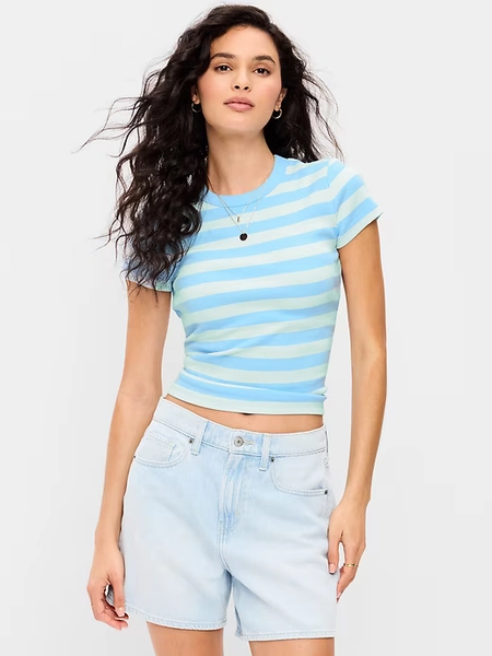 Snug Crew-Neck Ribbed T-Shirt